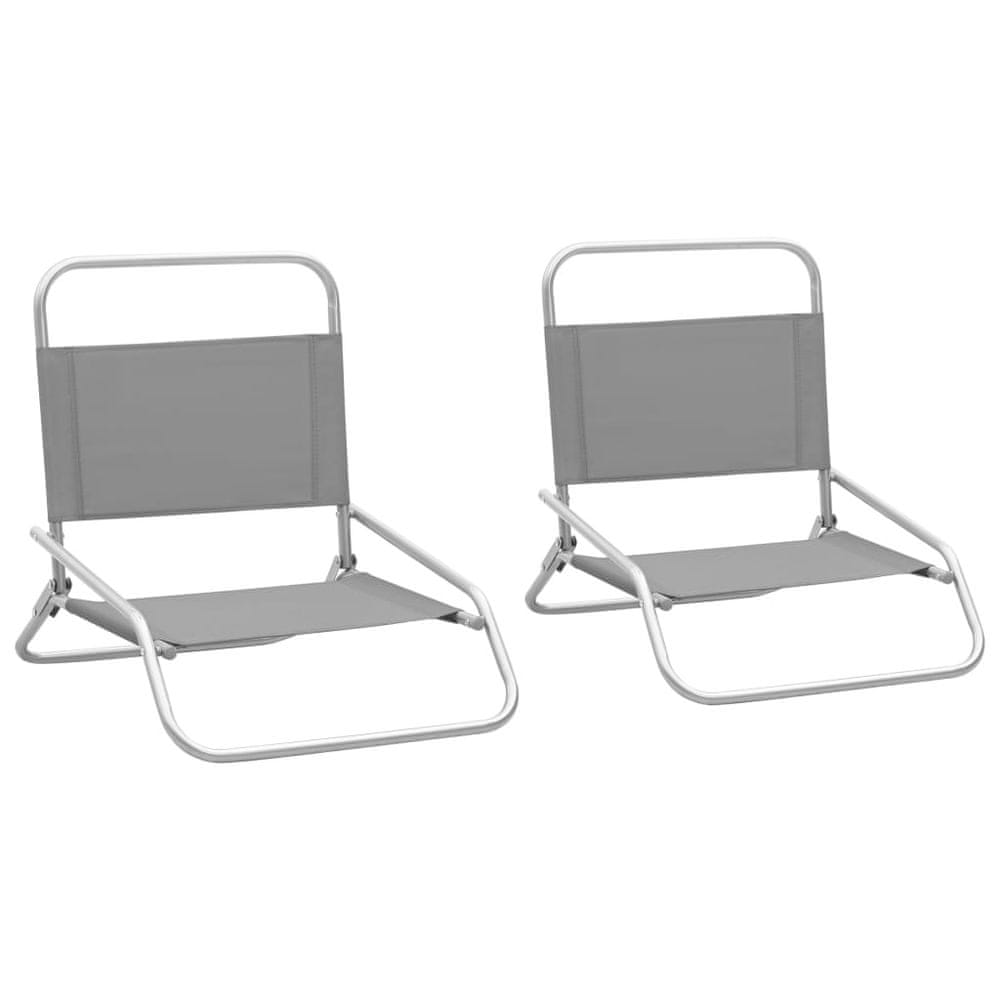 Vidaxl Skladacie plážové stoličky 2 ks sivé látka